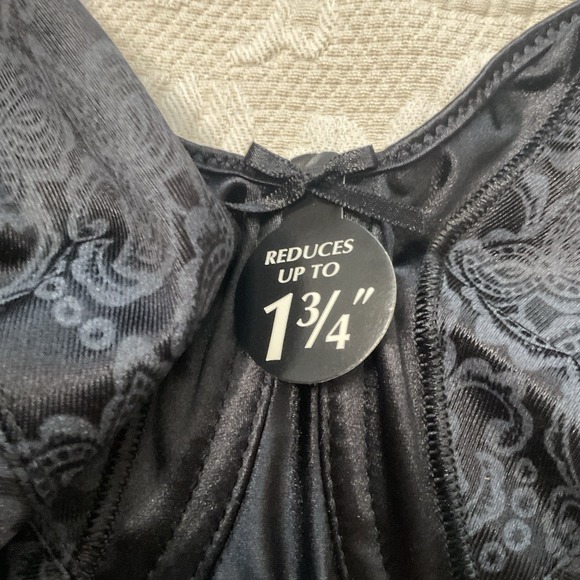 Bali 3562 Satin Tracings Full Figure Minimizer‎ Bra 40 D Unlined UW Womens Black - Picture 7 of 7